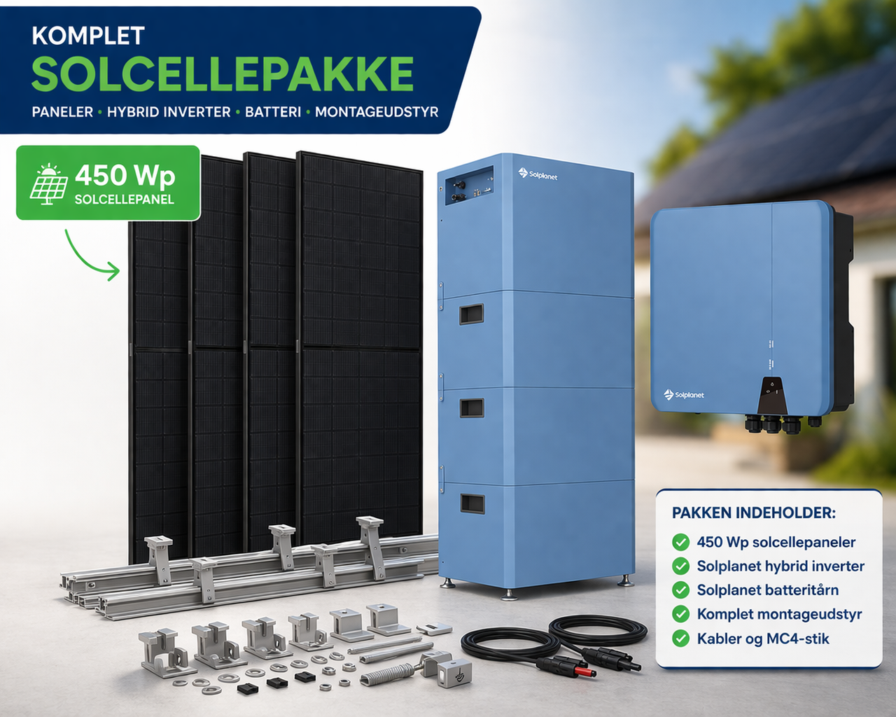 Solplanet 7,2 kWp med nyeste SolPlanet batteri – Komplet og Prisvenlig